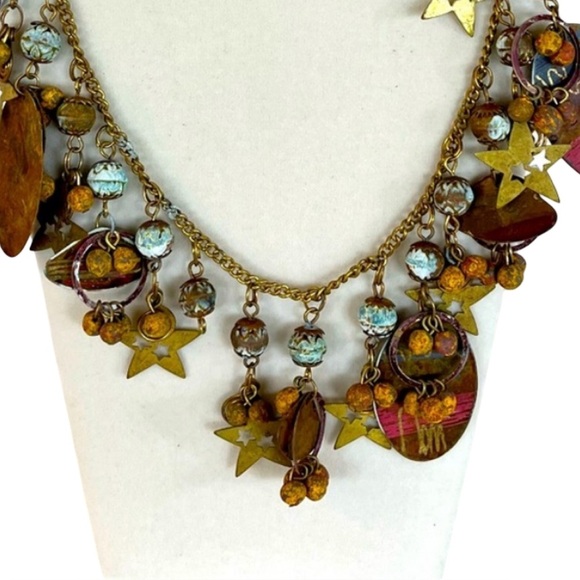 Bohemian Multi-Color Star Charm Statement Necklace - Picture 1 of 16